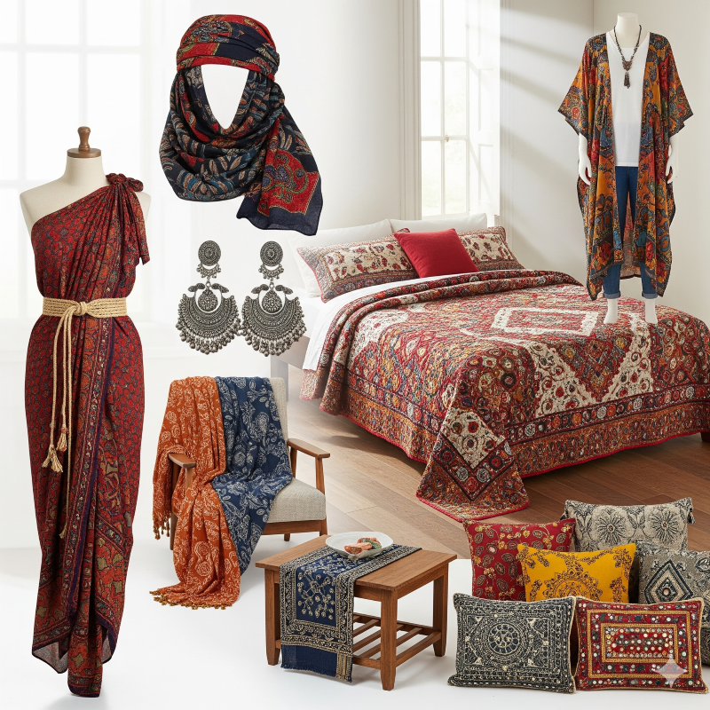 Creative ways to use sarongs, stoles, kaftans, bedcovers, and handmade textiles.
